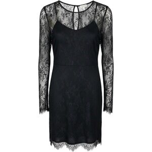 Black Lace Mini Dress Victorian Floral Dark Contrast Goth‎ BCB Generation XS